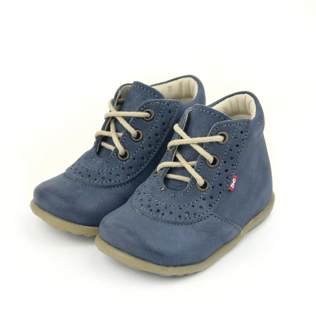 (716-4) Emel Lace Up First Shoes blue