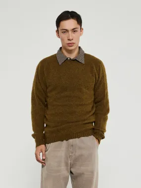 Birnir Brushed Lambswool Pullover in Dark Olive