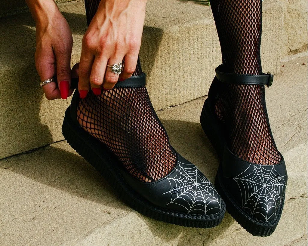 Black Pointed Spiderweb Glow Sandal