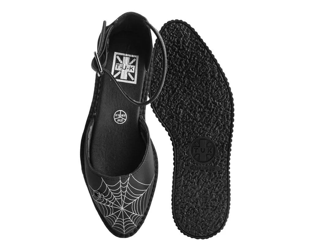 Black Pointed Spiderweb Glow Sandal