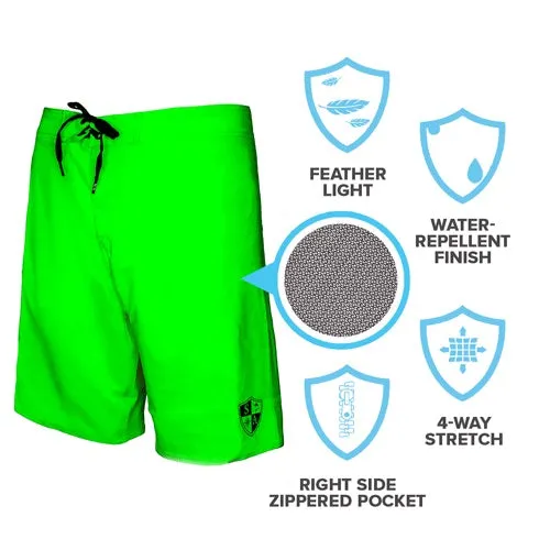 Board Shorts | Solid Neon Green | Black SA Shield