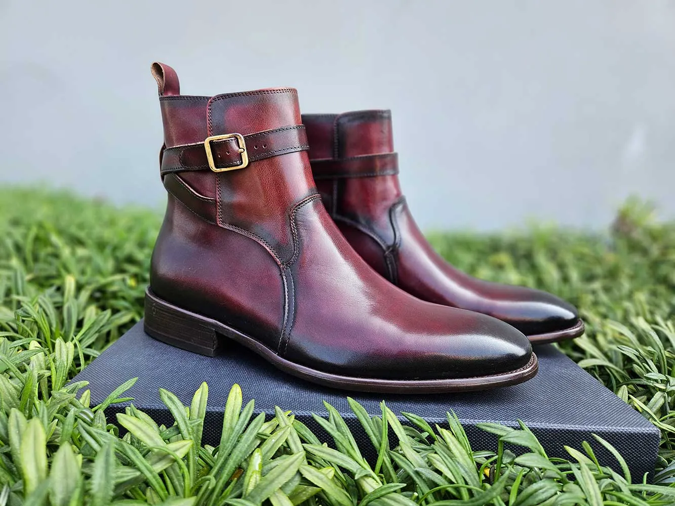 Buckle Leather Strap Boots