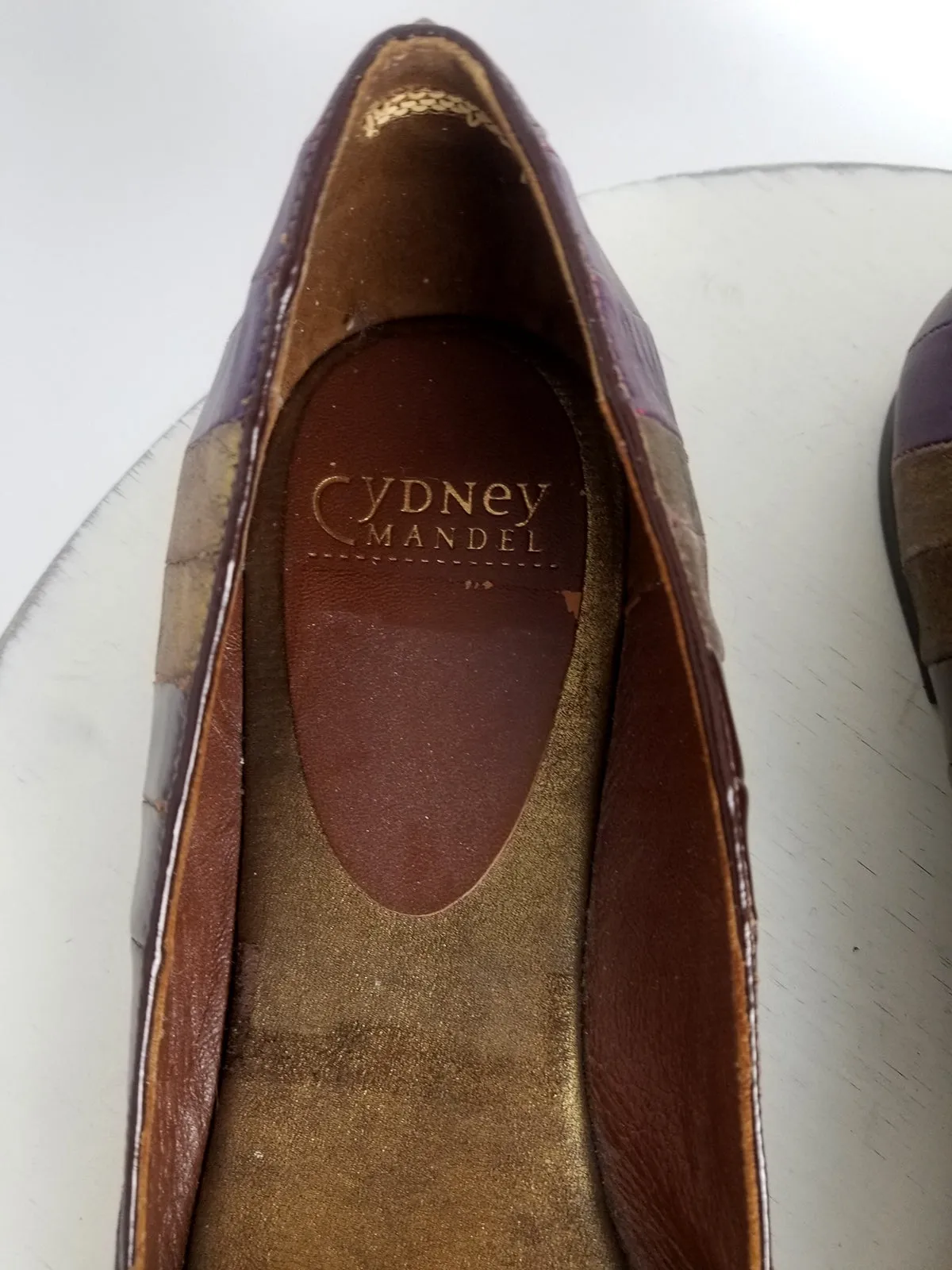 Cydney Mandel Anthropologie Size 10 Bronze & Plum Patchwork Ballet Flats