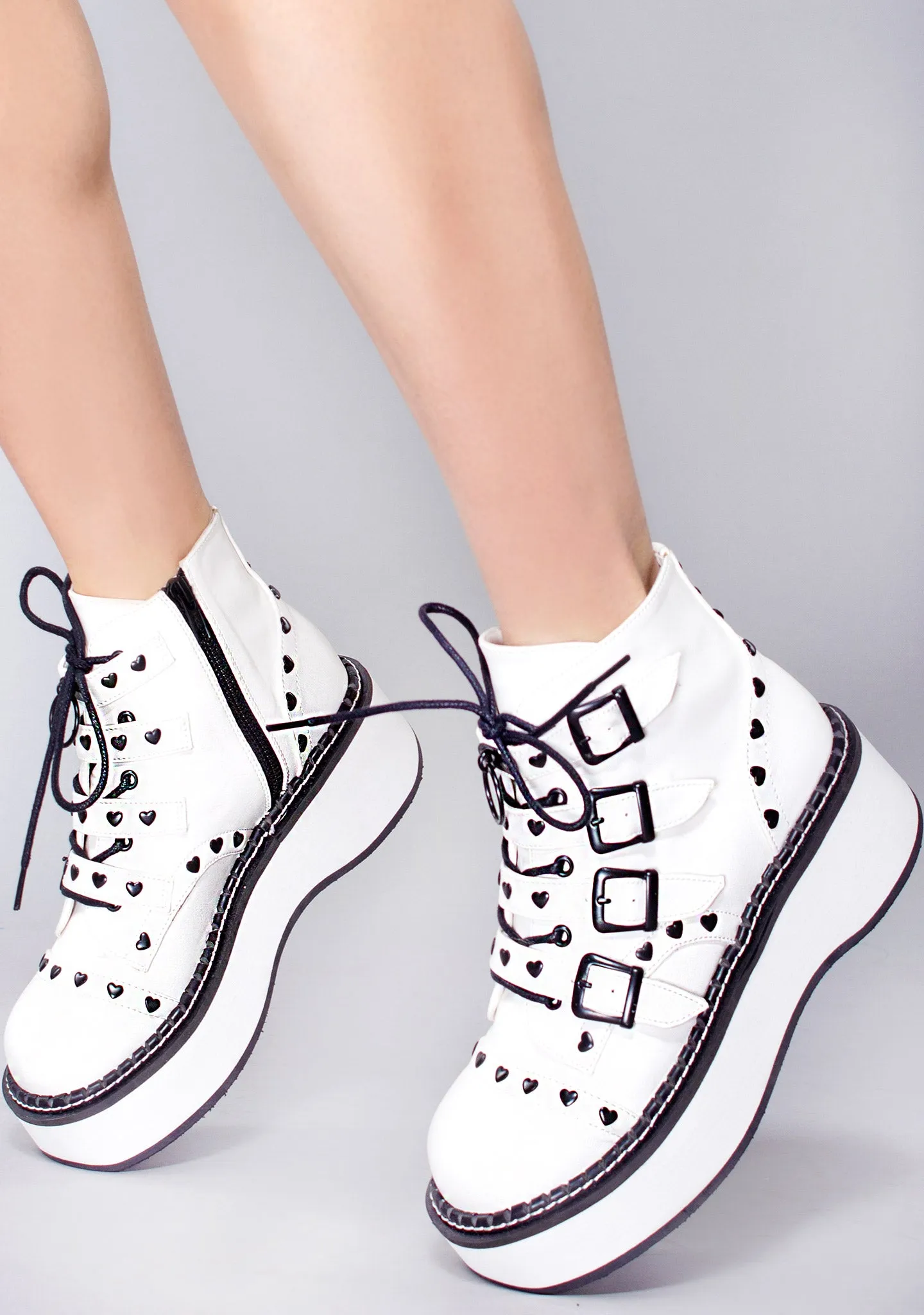 EMILY 315 Pure Love White Platform Boots