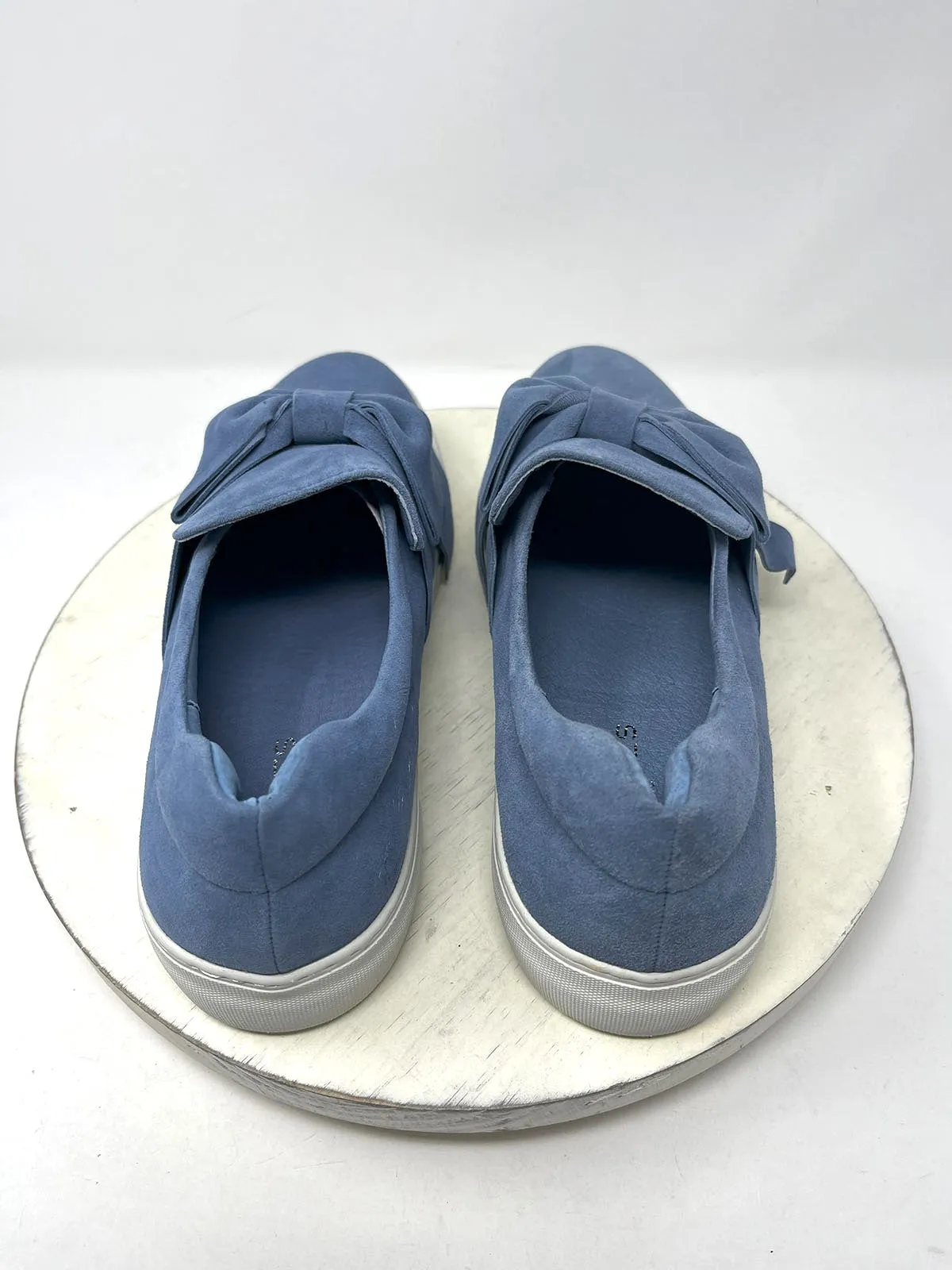 J/Slides Size 10 Dusty Blue Suede Bow Sneakers NIB