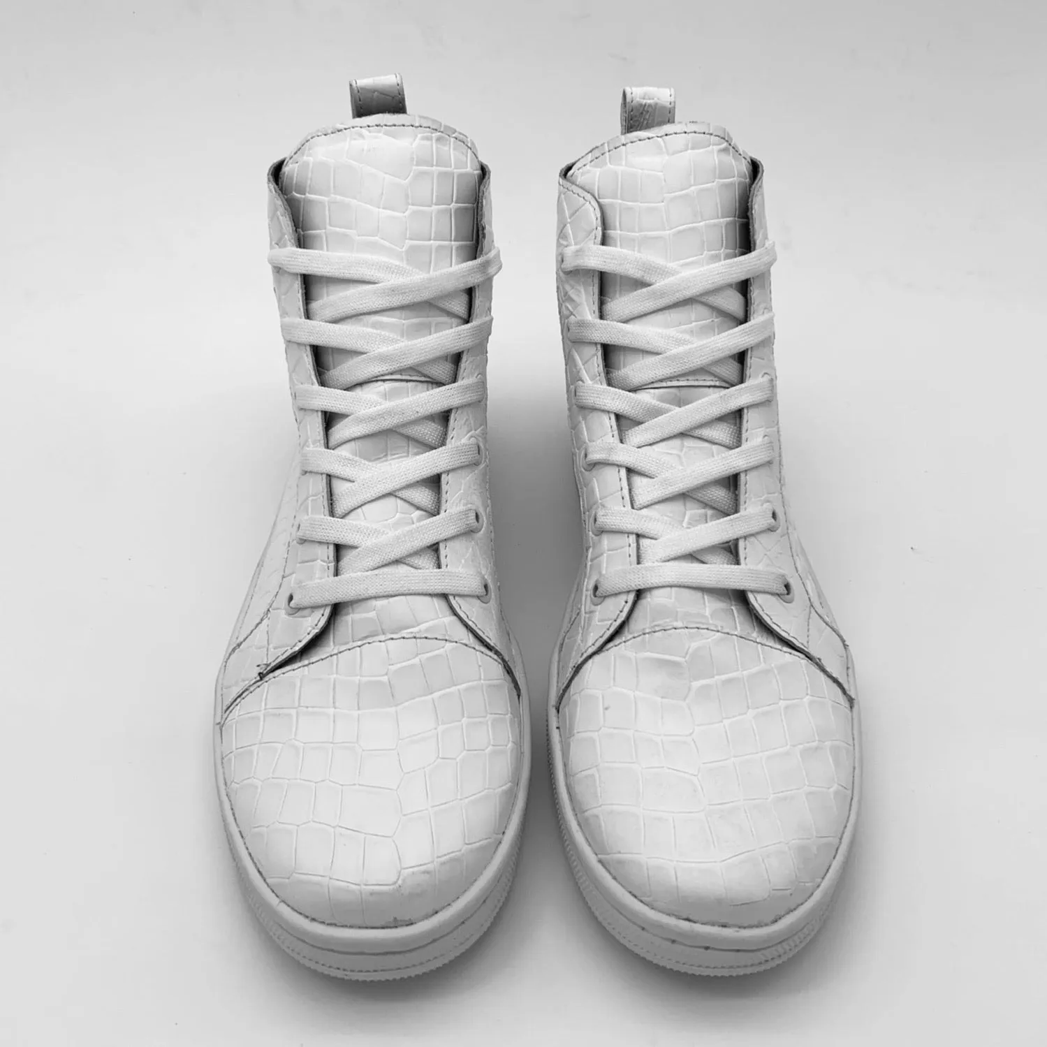 LAMBO WHITE GATOR PRINT high top sneakers