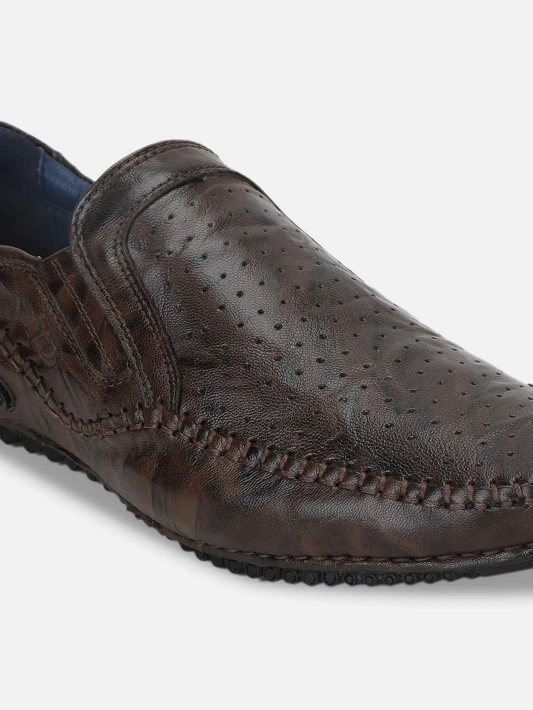 Men's Brown Crumble Leather Driving Slip On (ID1050)