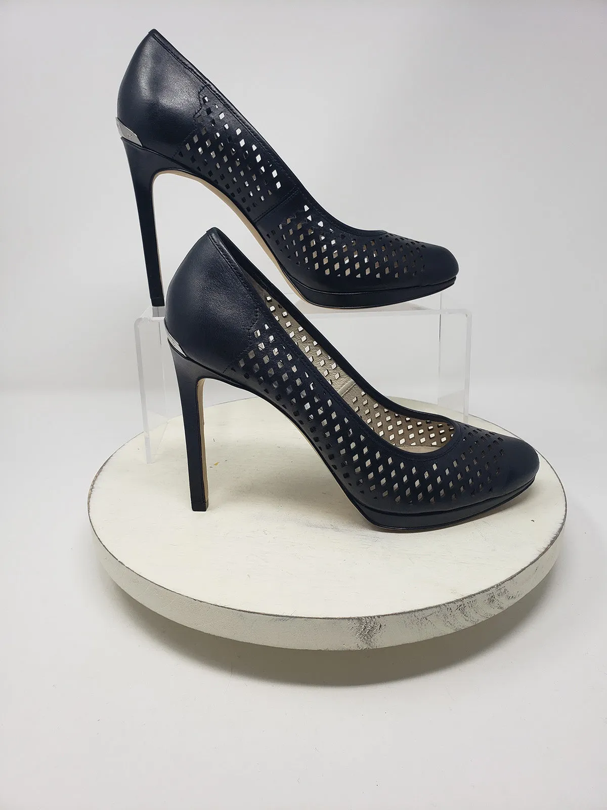 Michael Kors Size 8.5 Black Perforated Dots Heels