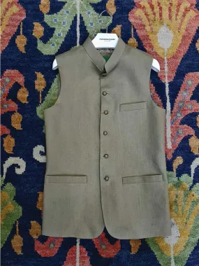 Nabeel & Aqeel Waistcoat Olive Brass Button Men NWCB0056