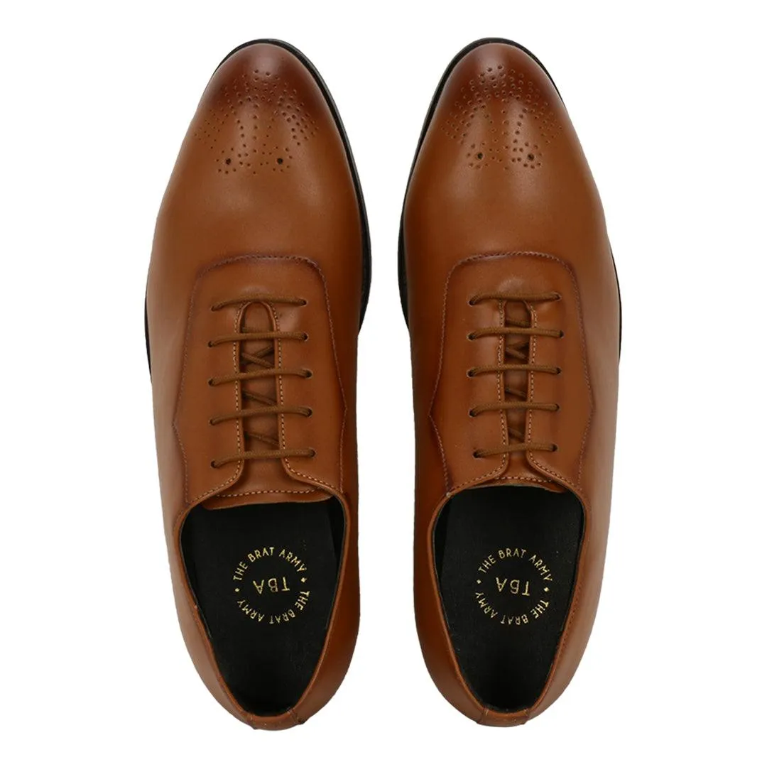 Novara Tan Medallion-Toe  Oxfords