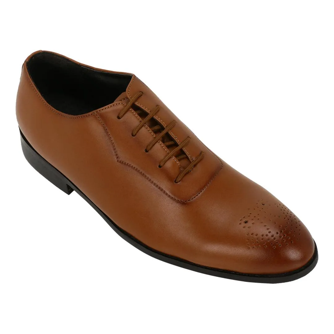 Novara Tan Medallion-Toe  Oxfords