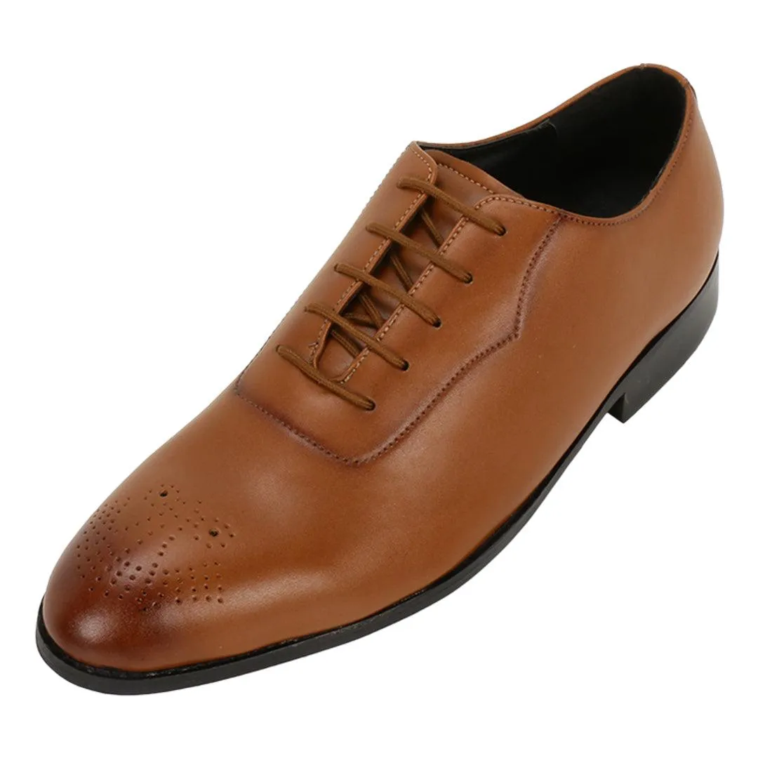 Novara Tan Medallion-Toe  Oxfords