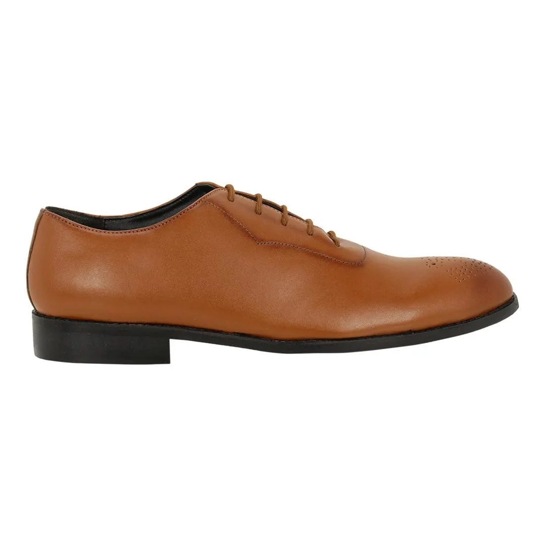 Novara Tan Medallion-Toe  Oxfords