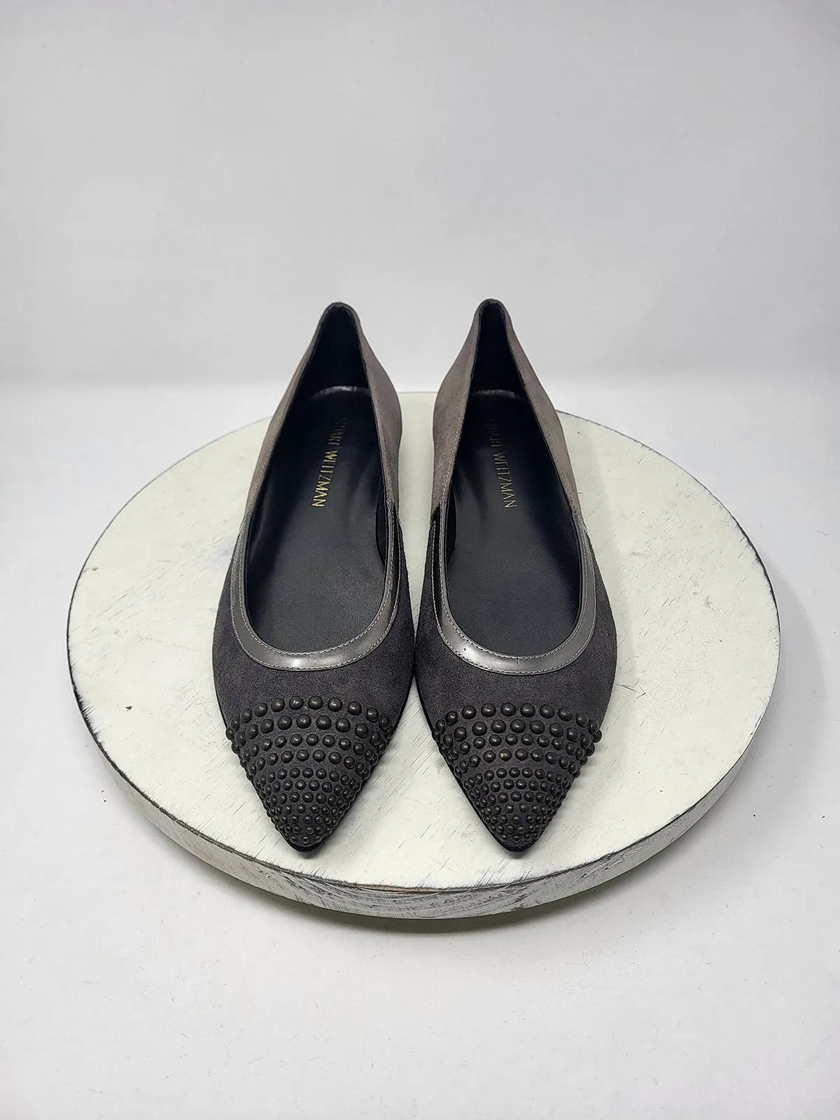 Stuart Weitzman Size 8.5N Gray Studded Flats NWOB