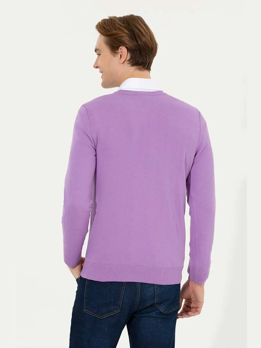 USPA Men Jumper V/Neck Kintted Lilac VR034 USPJR277 USPA