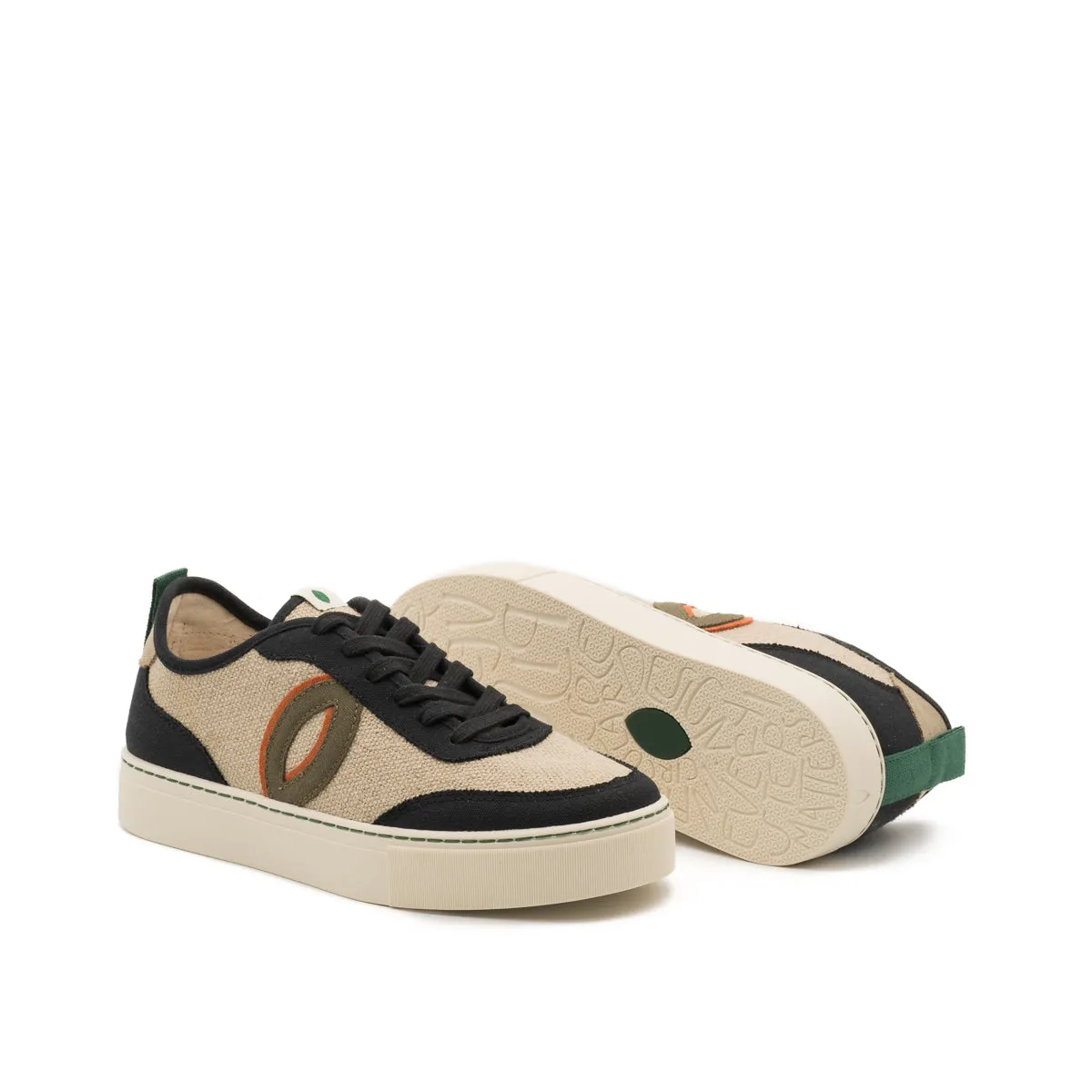 Vegan sneaker linen natural-black BRI024