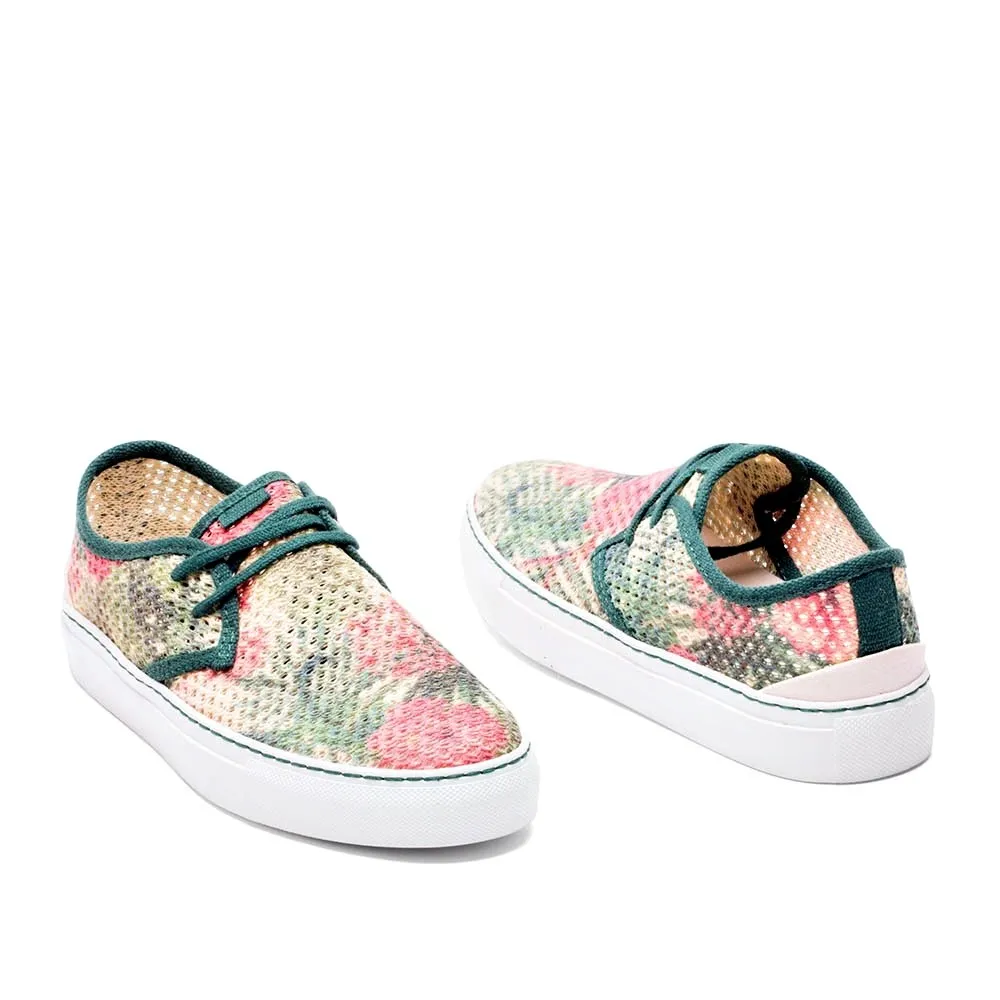 Vegan sneaker mesh white flowers SID014