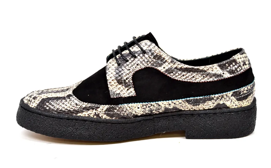 Wingtips Black Suede & Python Low Cut